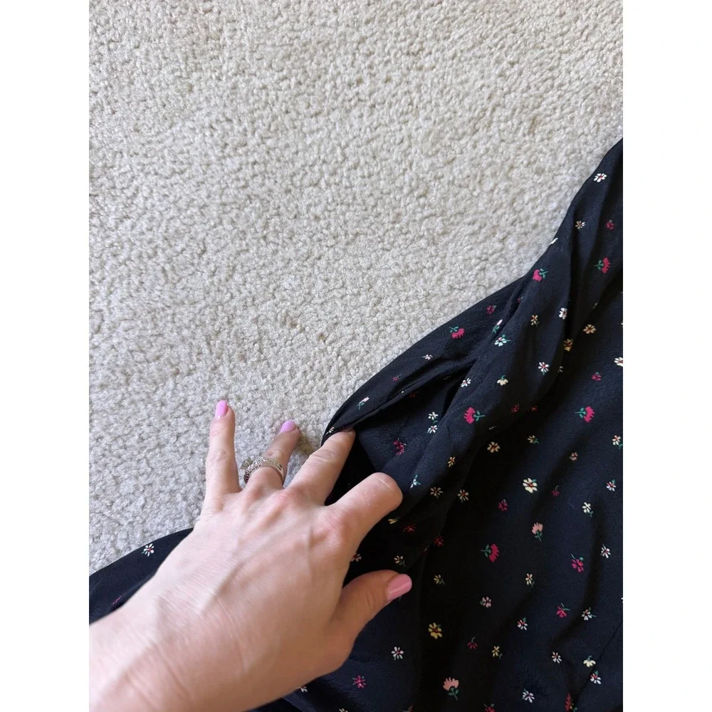 The Nines by HATCH Anthropologie Maternity Jumpsuit Ditsy Floral Black Medium